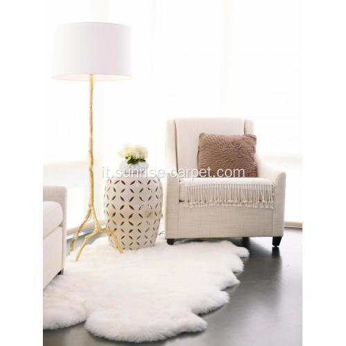 Pavimento di tappeto Faux Furs casa deco bianco